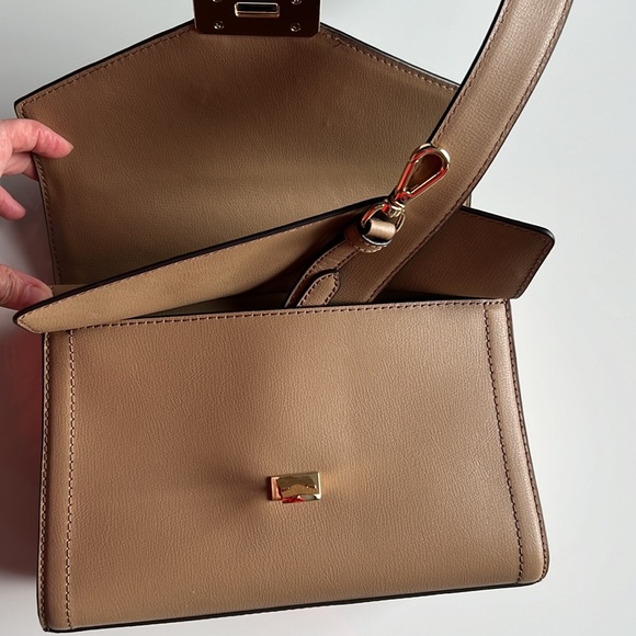 Michael Kors Kinsley Medium Top Handle Satchel shoulder/crossbody bag Dark Khaki - Picture 7 of 11